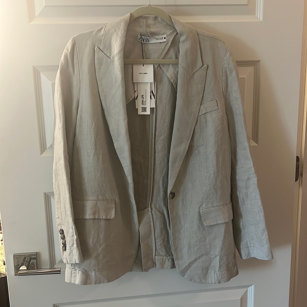 Zara 100% linen blazer